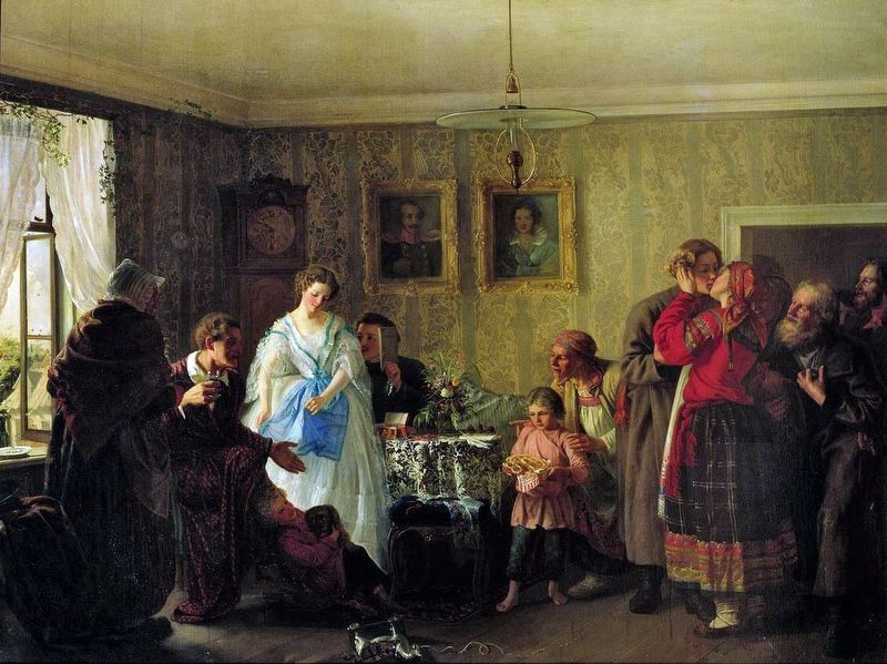 «Поздравление молодых в доме помещика». 1861
